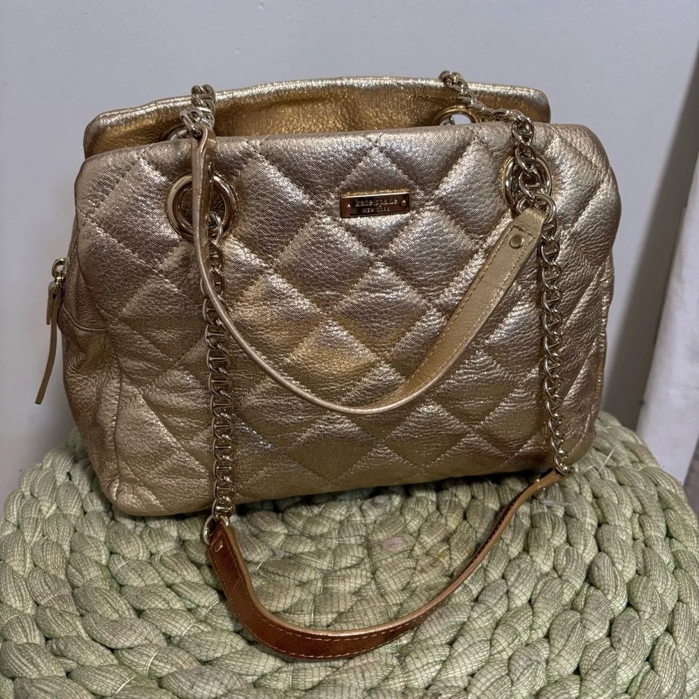 Kate Spade Gold Coast Elizabeth Shoulder Bag Metallic Gold Shoulder Purse NWOT